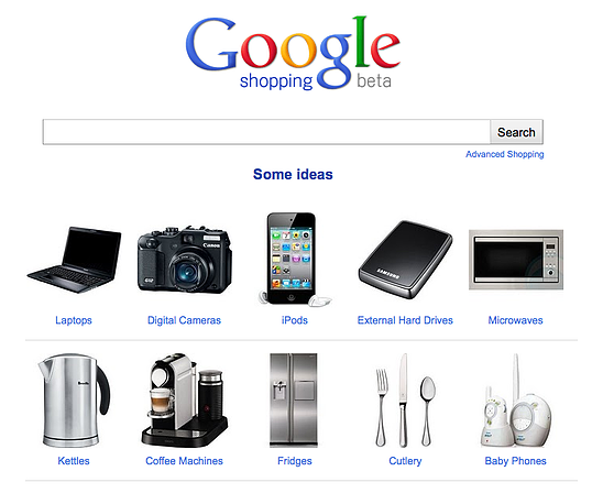 Google Shopping Home Page