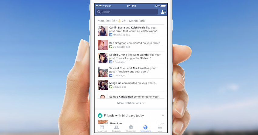 Facebook is revamping its Notifications tab